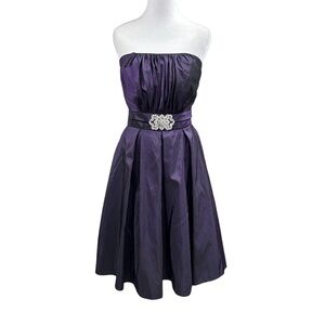 Cinderella Design Sleeveless Ruched Brooch Mini Prom Dress Sz M Purple